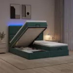 Otmana lova su matracsu ir LED Tamsiai žalia 200 x 200 cm