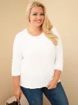 Moteri&scaron;kas Plus Size džemperis su ažūrine įsiuvine ir ki&scaron;ene, ekru spalvos