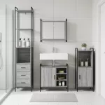 Vonios spintos komplektas 3 vnt. Pilka Sonoma 40 x 36 x 181 cm