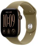 I&scaron;manusis laikrodis Apple Watch seria 12 gps, koperta 42 mm su aliuminio w kolorze ciemnego brązu, dirželis sportowy w kolorze oliwki - dydis m/l