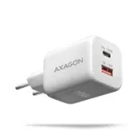 AXAGON ACU-PQ100W, GaN nab&iacute;ječka do s&iacute;tě 100W, USB-A + USB-C, PD3.0/PPS/QC4+/SFC2.0/Apple, b&iacute;l&aacute;