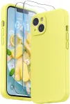 Surphy silikoninis dėklas, suderinamas su iphone 14, silikoninis dėklas su ekrano apsauga, iphone 14 silikoninis dėklas su kameros apsauga, mobiliojo telefono dėklas iphone 14 apsauginis dėklas 6.1 colio 2022 (geltonas)