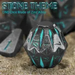 Fonvgogo metalinis dnd kauliukų rinkinys su 7 dalimis, skirtas dungeons and dragons, poliedrinis metalinis stonehenge kauliukų rinkinys d&d su dėklu, vaidmenų žaidimo kauliukai (stonehenge mėlynas)
