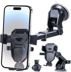 Momotou universalus telefono laikiklis automobiliui 3 viename, su siurbtuku, tvirtinamas prie priekinio stiklo, navigacijos laikiklis, ventiliacijos laikiklis, greito atleidimo, 360&deg; pasukamas mobiliojo telefono laikiklis visiems i&scaron;maniesiems telefonams