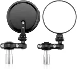 Gearmonster vairo galo veidrodėlis 360&deg; pasukamas motociklo veidrodėlis 7/8 colio 22 mm apvalus motociklo veidrodėlis aliuminio lydinys, suderinamas su motoroleriu, atv, juodas, 2 vnt.
