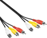 Kompozitinis audio video kabelis | 5 m | 3x Rca ki&scaron;tukas į 3x Rca ki&scaron;tuką | Triguba jungtis raudona balta geltona | Stereo jungties spalvotas Rca kabelis | Juodas | 5.0 Metrai