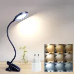 Lova Akynite 36 led įkraunama skaitymo lempa su baterija, usb adapteris įtrauktas, 3 spalvų keitimas ir 3 ry&scaron;kumo lygiai, lovos lempa su spaustuku be kabelio miegamajam, stalo lempa, juoda