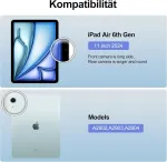 Jademall Klaviatūra Ipad Air 11 m2 - Belaidė klaviatūra, skirta Ipad Air 11 m2 2024/air 11 m3 2025, apsauginis dėklas su pie&scaron;tuko laikikliu, Qwertz vokiečių kalba