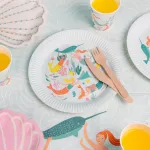 Talking Tables 8 vienkartinės popierinės lėk&scaron;tės "mermaid", tvirtos, perdirbamos ir ekologi&scaron;kos dekoracijos vaikų gimtadienio stalo reikmenims, skirtos &scaron;ventėms po vandeniu arba kūdikio sutikimui
