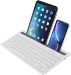 Belaidė bluetooth klaviatūra, belaidė įkraunama tyli Qwerty klaviatūra su 2 kanalais, skirta Ipad, Mac, Pc, ne&scaron;iojamam kompiuteriui, plan&scaron;etiniam kompiuteriui, Surface, telefonui, kompiuteriui, Smart Tv, Windows/android/ios