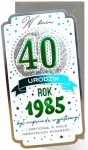 Atvirukas 40-ojo gimtadienio proga, linkėjimai, 1985 metų laida, vyrui, dekoruotas atvirukas