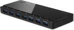 Tp-link Uh700 7 prievadų Usb 3.0 &scaron;akotuvas su maitinimo adapteriu ir Usb 3.0 laidu, iki 5 Gbps, kar&scaron;tas keitimas, palaiko Windows, Mac Os, Linux, juodas