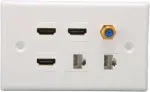 Annadue hdmi sieninė plok&scaron;tė, 6 prievadų ethernet sieninė plok&scaron;tė su 3 x hdmi, 1 x tv f tipo ir 2 x cat 6 rj45 tinklo av sienine plok&scaron;te, skirta namų hdtv, ethernet sieninis lizdas