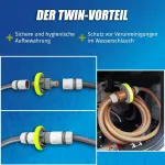 Watertwin kemperio vandens bako adapteris, karavano užpildymo antgalio priedai, vandens bako dangtelis su dviguba gardena jungtimi (adapteris bako dangteliui 3 kontaktų d:68)