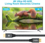 Twozoh 4k Hdmi kabelis, 3 metrai, didelės spartos 18gbps Hdmi į Hdmi kabelis, pintas Hdmi 2.0 kabelis, suderinamas su Ps5, Ps3, Ps4, Pc, projektoriumi, Hdtv, XBOX