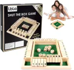 Shut The Box žaidimas, 4 žaidėjų kauliukų žaidimas, medinis stalo žaidimas, klasikiniai matematiniai mediniai žaidimai, sulankstomas stalo žaidimas, &scaron;eimos stalo žaidimai, &scaron;ventinis pramoginis žaidimas (a)