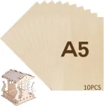 Hugwish 10 x balzos mediena, 2 mm, A5 fanera (21 x 15 cm), medinės plok&scaron;tės amatams, faneros plok&scaron;tė, medienos plok&scaron;tės amatams, tuopos fanera "pasidaryk pats" medienos apdirbimui, apdorojimas lazeriu, dažymas (a5 (21 x 15 cm)