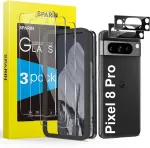 Sparin grūdinto stiklo ekrano apsauga, skirta google pixel 8 pro, 3 ekrano apsaugos ir 2 kameros apsaugos, 9h kietumas, suderinama su temperatūros jutikliais