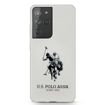 Us Polo Assn US Polo USHCS21LSLHRWH S21 Ultra G998 dėklas telefonui baltos spalvos silikoninis Logo