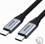 USB Unitek USB-C &ndash; USB-C laidas 2 m sidabrinis (C14091ABK)