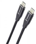 PremiumCord PREMIUMCORD kabelis USB-C M/M, 240W 480Mbps juoda medvilninė pynė, 2m