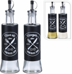 Excellent Houseware Stikliniai aliejaus ir acto buteliai 300 ml, juodi, 2 vnt.