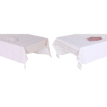 Staltiesė ir servetėlės DKD Home Decor Rožinė Balta (150 x 250 x 0,5 cm) (2 vnt.)