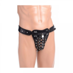 Xr Brands STRICT Safety Net Adjustable Male Chastity Belt Juodas Synthetic Leather