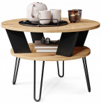 Ifuture Apvalus Kavos Staliukas Su Lentynėle NOOX Artisan Oak/Juodas