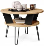 Ifuture Apvalus Kavos Staliukas Su Lentynėle NOOX Artisan Oak/Juodas