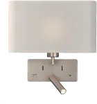 Sieninis &scaron;viestuvas ROMEO, E27, matinės nikelio sp., su skaitymo &scaron;viestuvėliu ir USB, A3971081NM