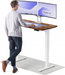 Elektrinis reguliuojamo auk&scaron;čio stalas Desktronic HomePro Rie&scaron;utmedžio masyvas/Baltas, 120x60cm, Dvigubas motoras, USB ir USB-C įkrovimo lizdai