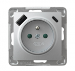 Ospel GP-1YZPUSBAC/m/33 IMPRESJA Viengubas įžemintas lizdas su srovės kelio sklendėmis, su USB A+C įkrovikliu, juodos spalvos GP-1YZPUSBAC/m/33