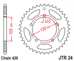 Jt Sprockets Galinė žvaigždė JTR24 YAMAHA DT / APRILIA MX / RX 50 1998-2006
