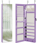 Promotions Papuo&scaron;alų spintelė su veidrodžiu, LED ap&scaron;vietimu, užrakinama, violetinė