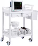 Laboratorijos vežimėlis, 2 lygių mobilus riedantis vežimėlis su stalčiais ir ratukais klinikoms, ligoninėms, salonams, 2 stalčių medicininis vežimėlis su &scaron;iuk&scaron;liadėžėmis