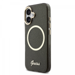 Guess IML Glitter Script Strap MagSafe dėklas skirtas iPhone 17 Juodas