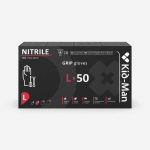 Kid Man Pir&scaron;tinės vienkartinės nitrilinės GRIP "L" 50vnt. juodos