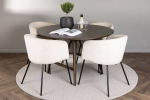 Venture Design Valgomojo komplektas Kaseidon valgomojo stalas ir Berit kėdės 100 cm ruda smėlio juodas aksomas guminė mediena MDF
