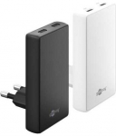 Įkroviklis Goobay Dvigubas USB-C PD GaN 90 Plok&scaron;čias Greitas Įkroviklis (45W) Baltas