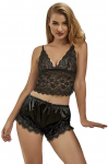Subblime Sets Subblime 953935 Juodas Silk Nightgown & Lace Pants Set S/M