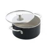 KitchenAid - Spalvotas aliuminio puodas su dangčiu - matinės juodos spalvos - 20 cm