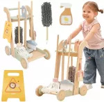 Viga Toys VIGA Wooden Cleaning Trolley with Accessories 11 pcs.