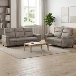 Sofa Sofos komplektas 2 vnt. &Scaron;viesiai pilka Dirbtinė suedė oda