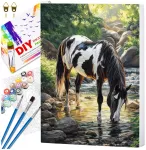 Tapyba pagal numerius su rėmu 40 x 50 cm &bdquo;Žirgas prie upelio&ldquo; TP57