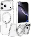 Dėklas Marka Niezdefiniowana - Magnetic Case with Rotating Stand iPhone 18 Pro Max / 17 Pro Max TPU Acrylic MagSafe - Baltas