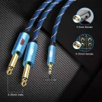 Emk 3.5mm į 2x 6.35mm stereo audio kabelis, paauksuotas, 5m