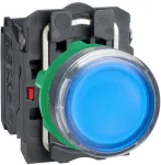 Schneider Xb5aw36b5 Mėlynas plok&scaron;čias &scaron;viečiantis mygtukas 1nc + 1nc Led 24v Ac/dc