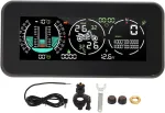 Padangų slėgio stebėjimo sistema Abs atspari auk&scaron;tai temperatūrai gradientinis matuoklis Gps Hud ekranas su 2 i&scaron;oriniais Tpms davikliais motociklams