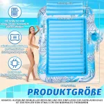 Charmofun didelis deginimosi baseino oro čiužinys, 210 x 155 cm, dvigulis deluxe pripučiamas saulės baseinas su galvos atrama, gėrimų laikikliu ir ledo baru, oro čiužinys vandenyje suaugusiems, baseinui, paplūdimiui, vasaros pramogoms (mėlynas)
